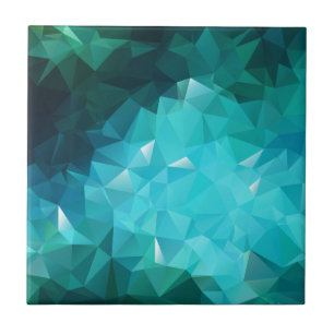 Polygonal Aquamarine Abstract Tile