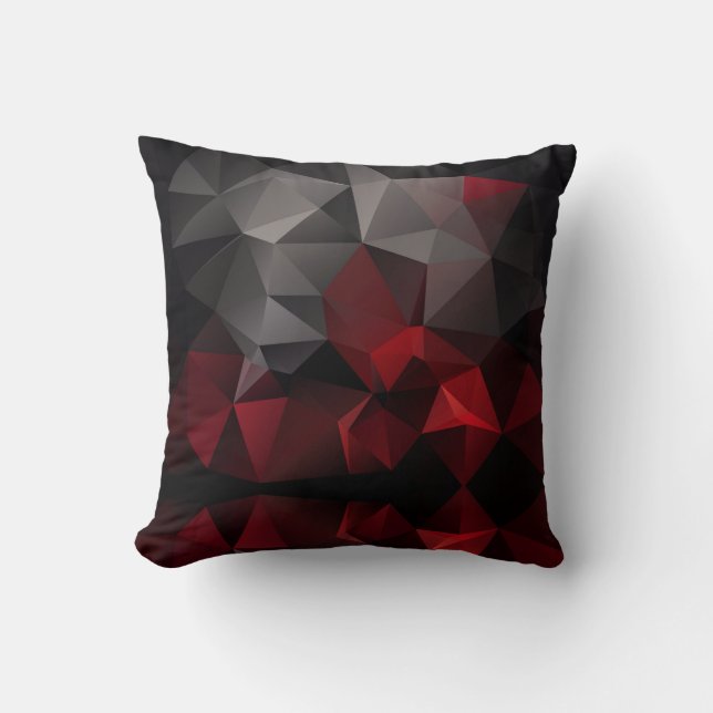Polygonal , black and red cushion (Front)