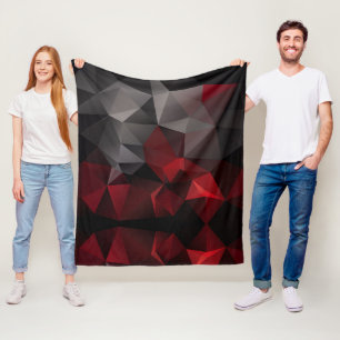 Polygonal , black and red fleece blanket