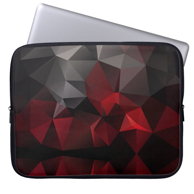 Polygonal , black and red laptop sleeve (Front)
