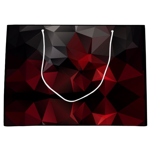 Polygonal , black and red large gift bag (Front)