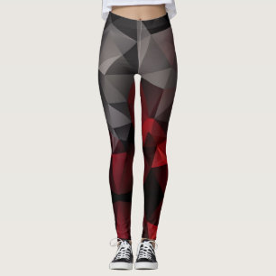 Polygonal , black and red leggings