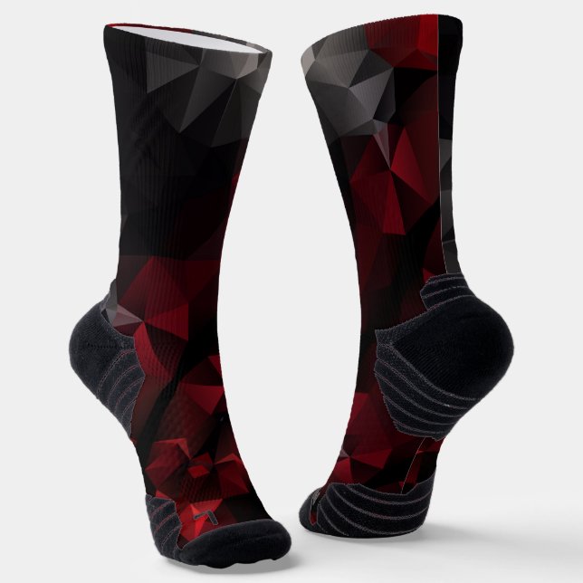 Polygonal , black and red  socks (Angled)