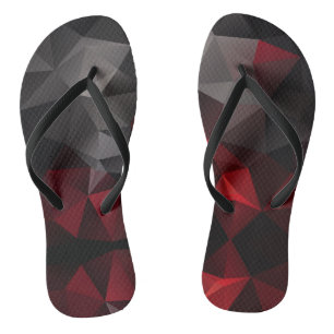 Polygonal , black and red thongs