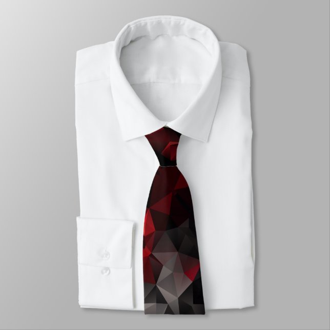 Polygonal , black and red  tie (Tied)