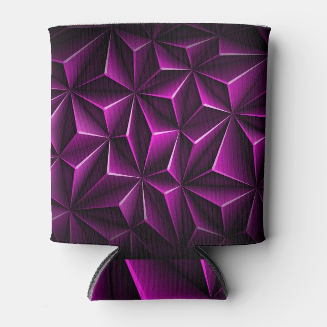 Polygonal Dark Magenta Luxury Pattern Can Cooler (Front)