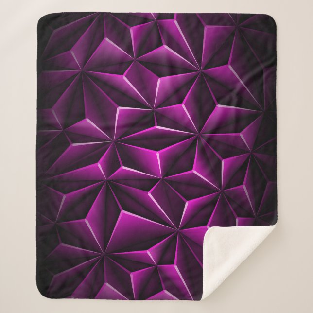 Polygonal Dark Magenta Luxury Pattern Sherpa Blanket (Front)