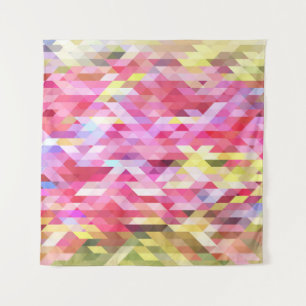 Polygonal digital, pink abstract vintage. tapestry