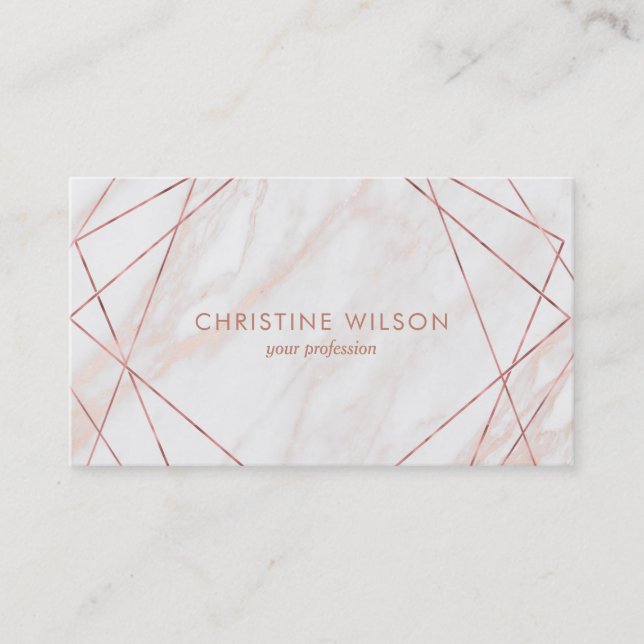 polygonal frames on pink marble business card (Front)