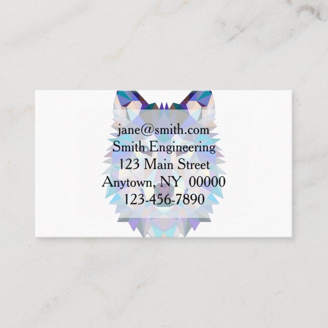 Polygonal geometric wolf head business card (Front)