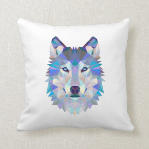 Polygonal geometric wolf head cushion