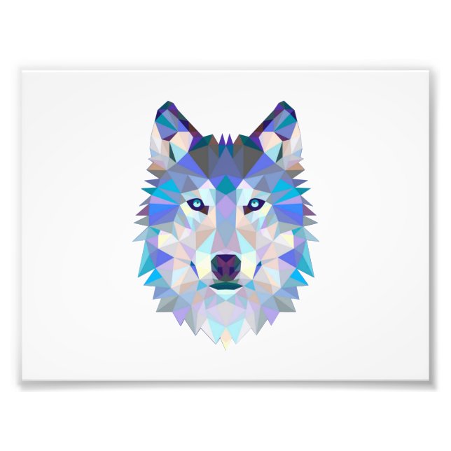 Polygonal geometric wolf head photo print (Front)