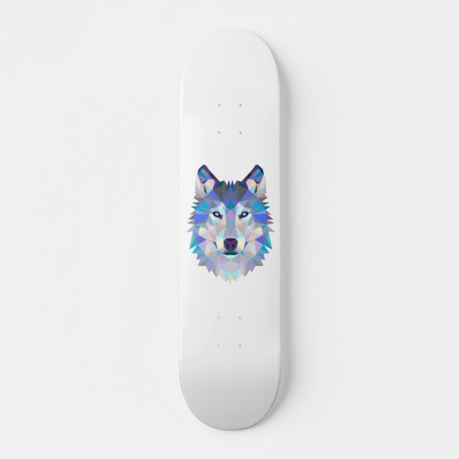 Polygonal geometric wolf head skateboard (Front)