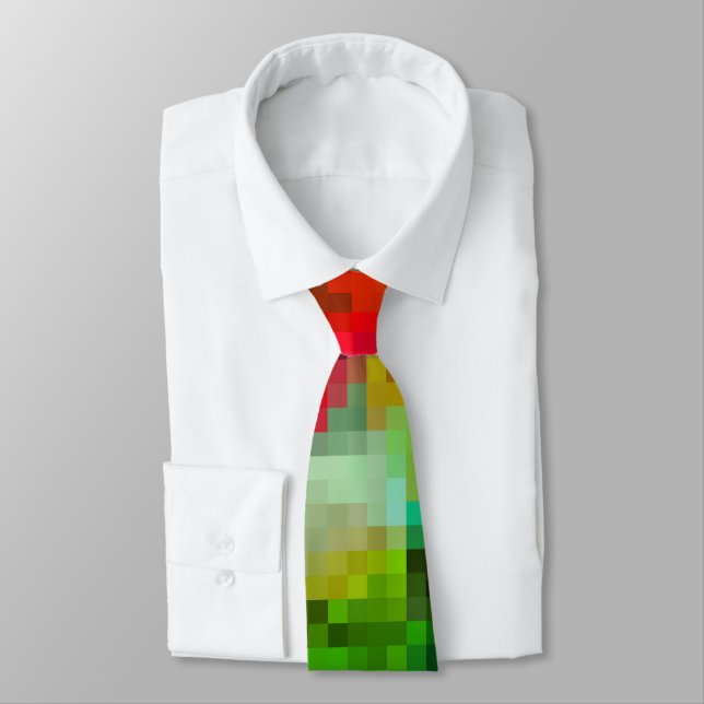 Polygonal geometrical pixel square blurred bright tie (Tied)