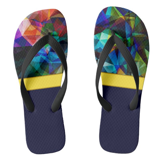 Polygonal geometrical triangles bright colourful c thongs (Footbed)