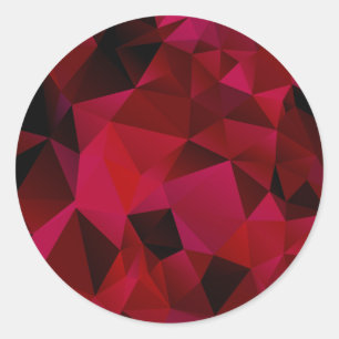 Polygonal geometrical triangles red print classic round sticker