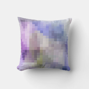 Polygonal geometrical violet purple blue pixel squ cushion