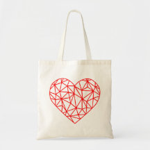 Polygonal Heart | Red Lines | Tote Bag