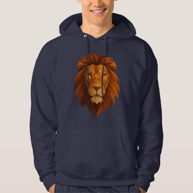 Polygonal Lion Head – Geometric Power Design for M Hoodie (Front)