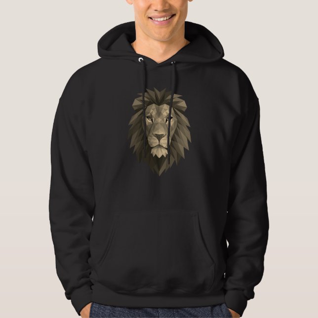 Polygonal Lion Head – Geometric Power Design for M Hoodie (Front)