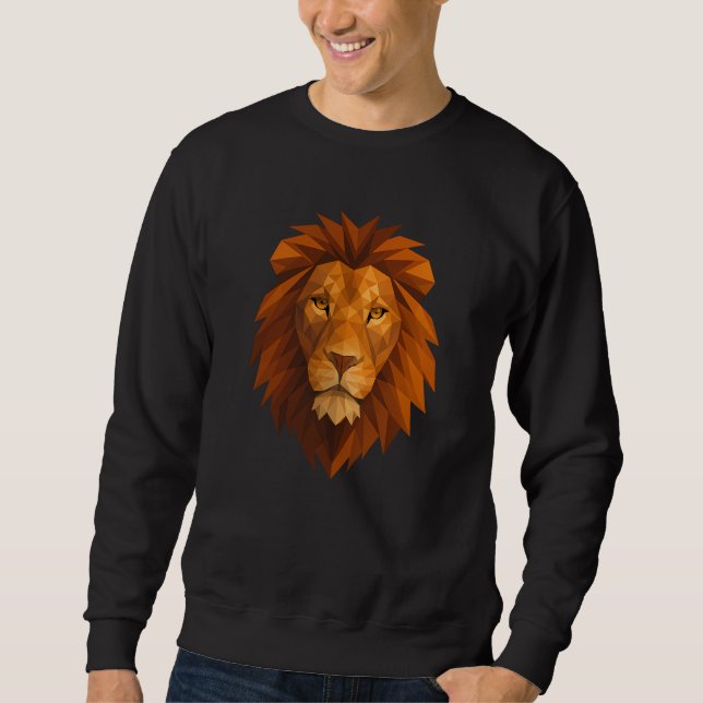 Polygonal Lion Head – Geometric Power Design for M Sweatshirt (Front)