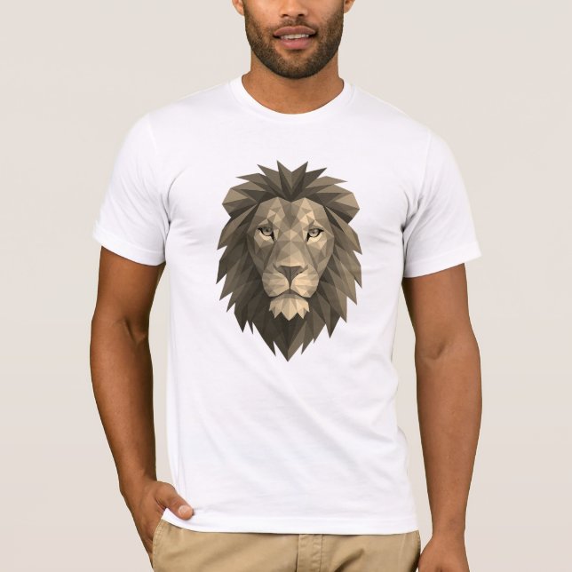 Polygonal Lion Head – Geometric Power Design for M T-Shirt (Front)