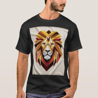 Polygonal Majesty: Geometric Lion T-Shirt 