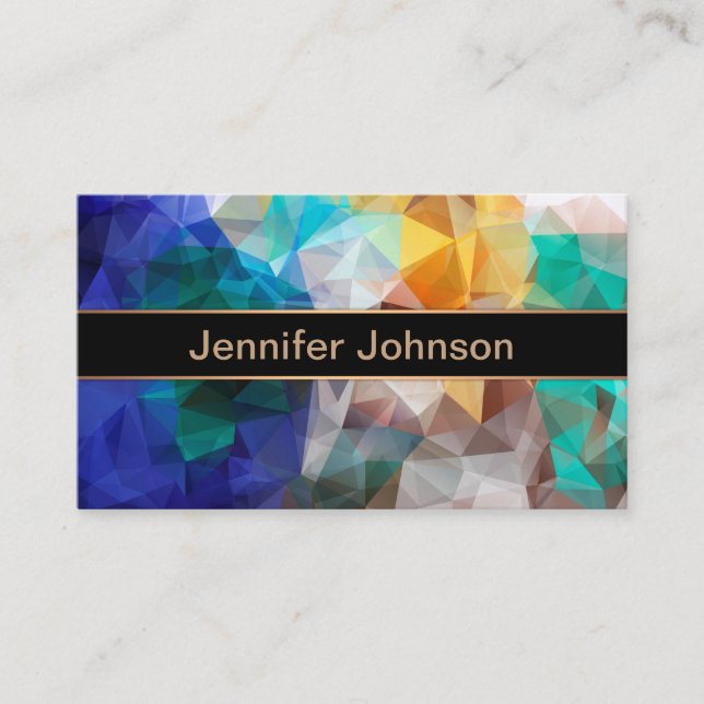 Polygonal personalised geometrical shapes triangle business card (Front)