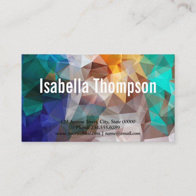 Polygonal personalised geometrical shapes triangle business card (Front)