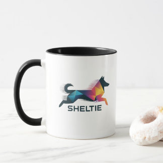 Polygonal Shetland Pastor in Yellow and Blue Mug