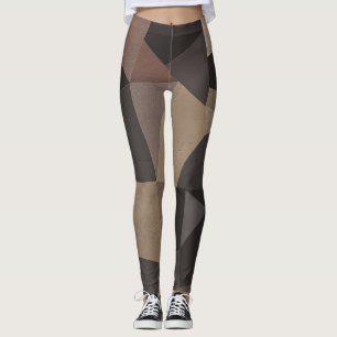 Polygonal triangles geometrical print brown colour leggings