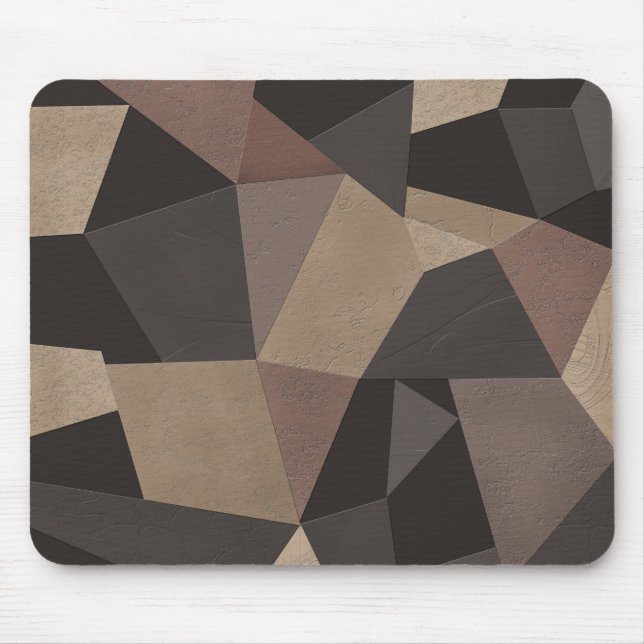 Polygonal triangles geometrical print brown colour mouse pad (Front)