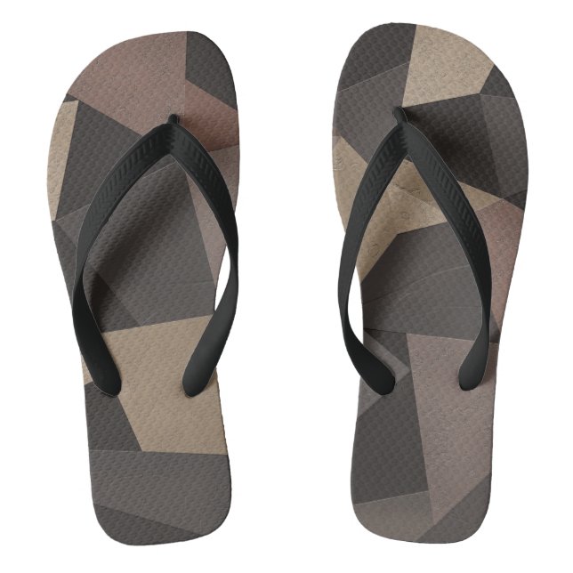 Polygonal triangles geometrical print brown colour thongs (Footbed)