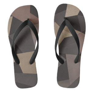 Polygonal triangles geometrical print brown thongs