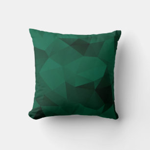 Polygonal triangles geometrical print green colour cushion