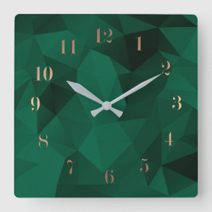 Polygonal triangles geometrical print square wall clock