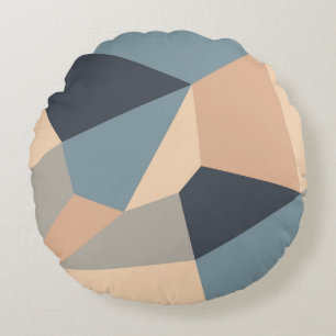 Polygonal variegated seamless pattern. multi-color round cushion