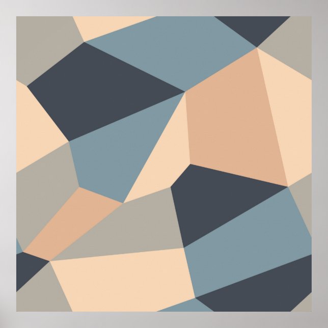 Polygonal variegated seamless pattern. multi-colou poster (Front)