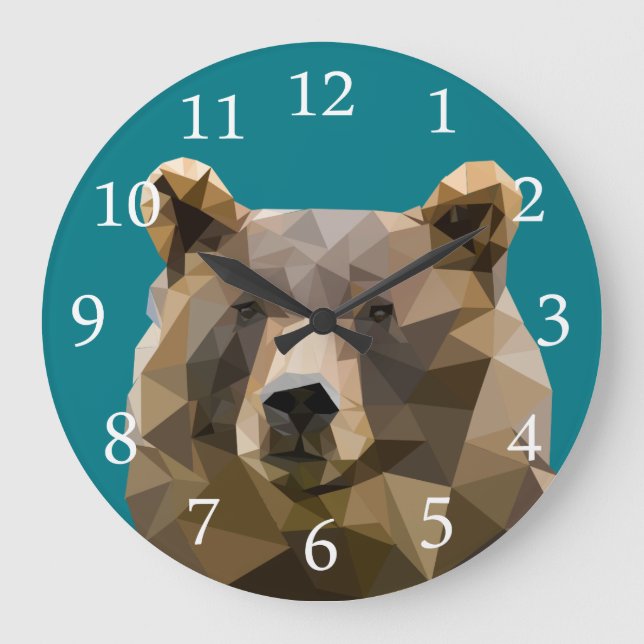 Polygons Bear Custom Large Clock (Front)