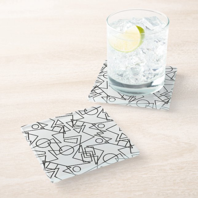 Polygons Rings Triangles Rectangles Squares MIX Glass Coaster (Angled)