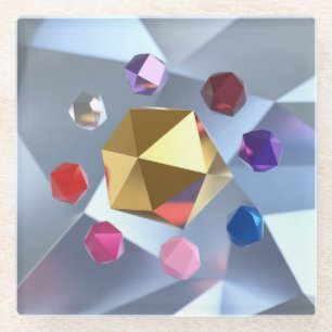 Polyhedron Geometric Shapes Glass Coaster