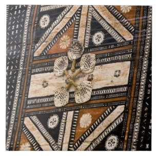 Polynesia, Kingdom of Tonga. Detail of tapa Ceramic Tile
