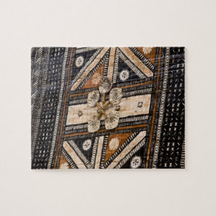 Polynesia, Kingdom of Tonga. Detail of tapa Jigsaw Puzzle