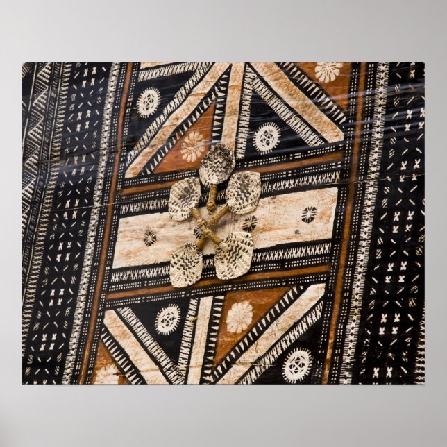 Polynesia, Kingdom of Tonga. Detail of tapa Poster (Front)