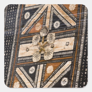 Polynesia, Kingdom of Tonga. Detail of tapa Square Sticker