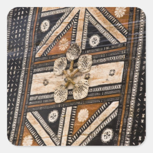 Polynesia, Kingdom of Tonga. Detail of tapa Square Sticker