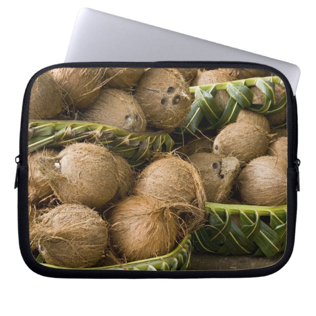 Polynesia, Kingdom of Tonga. Display of coconuts Laptop Sleeve (Front)