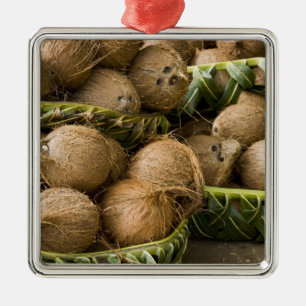 Polynesia, Kingdom of Tonga. Display of coconuts Metal Ornament