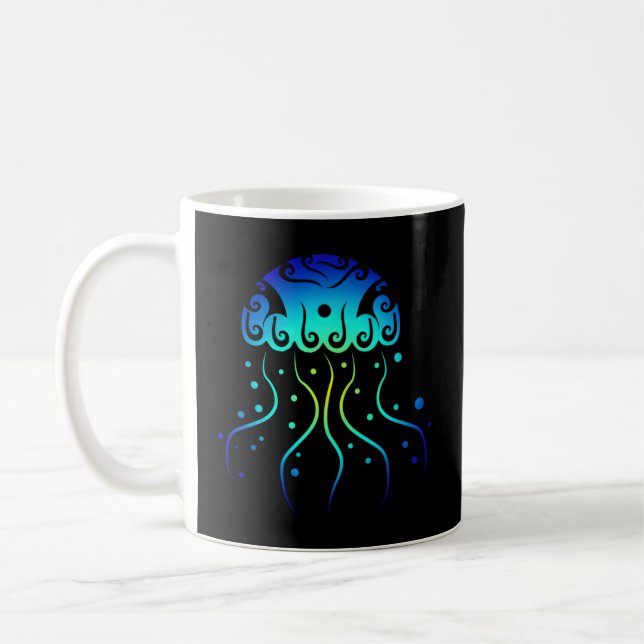 Polynesia Maori Jellyfish Tribal Tattoo New Zealan Coffee Mug (Left)