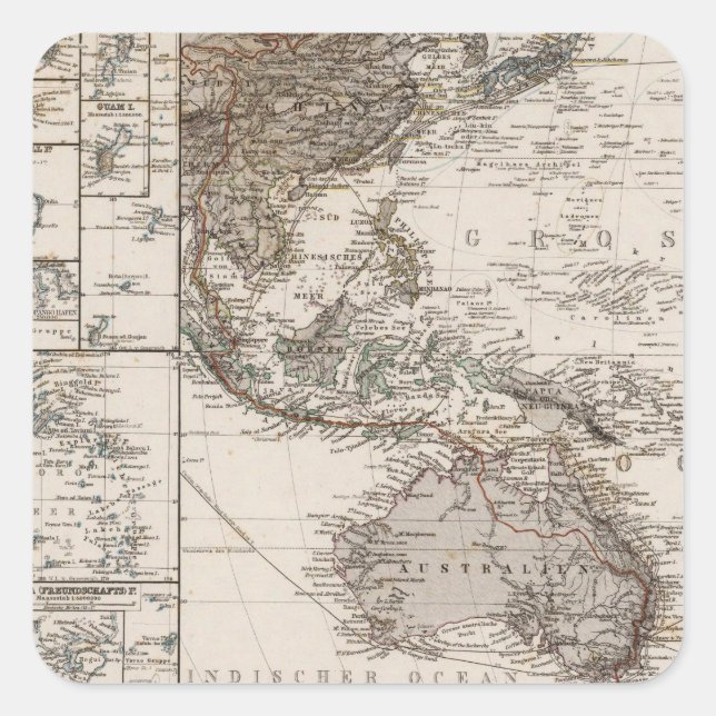 Polynesia Map Square Sticker (Front)